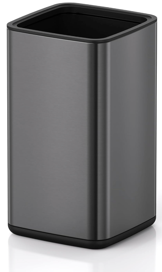 Mbillion Open top Trash Can with Removable Inner Bucket 2.4Gal/9L Small Waste Basket Stainless Steel Metal Trash Can for Bathroom Office,Brushed Black