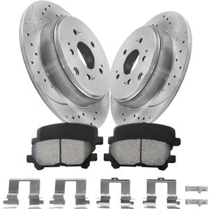 Anpulsero Rear Solid Brake Pads and Rotors Kit Compatible with 2011-2017 Honda Odyssey, 2009-2015 Honda Pilot, 2007-2013 Acura MDX, Rear Automotive Replacement Brake Kits 333.8mm(13.1in)