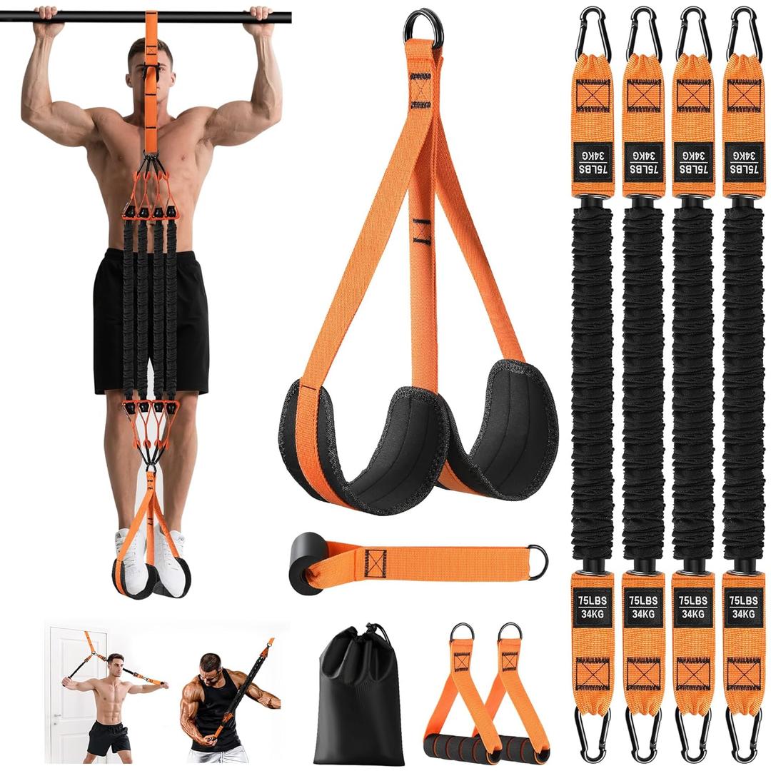 Pull Up Assistance Bands - Adjustable Heavy Duty Pull Up Assist Workout Bands for Men, Women, and Seniors - Resistance Bands for Pull Ups - Pull Up Bar Accessories (Orange)
