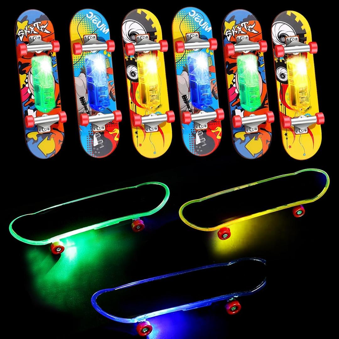 Mini Finger Skateboards for Kids Set of 25, Light up Mini Finger Toys LED Fingerboard Hand Skateboard for Creative Fingertips Movement Sports Finger Skater Valentines Day Gifts Party Favor
