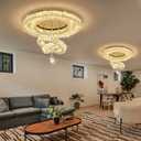 Modern Chandelier for Living Room Light Indoor LED Dimmable Lights Ceiling Chandeliers for Dining Room Bedroom Entryway Gold 45W LEDs Fixtures 3600 Lumens, W24"