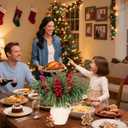 12 Pack Artificial Norfolk Pine Branches 17.7" Christmas Artificial Pine Stems with Red Berry Stems Fake Pine Needles Picks for Vase DIY Crafts Garland Wreath Xmas Indoor Home Decor