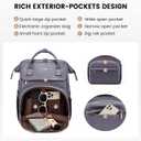LOVEVOOK Leather Laptop Backpack for Women 15.6 inch,Travel Backpack Purse Nurse Teacher Backpack Computer Laptop Bag,Professional College Business Work Bag Carry On Backpack with USB Port,Grey Purple