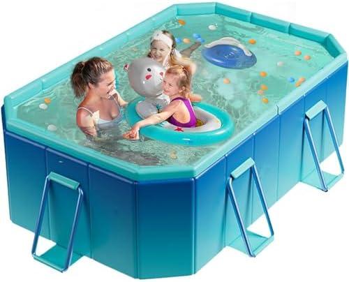 122" Non-Inflatable Foldable Swimming Pool for Family, Portable Above Ground Pool for Adults & Kids, Easy Setup for Outdoor, Backyard, Garden, Camping - Durable PVC(122"×65"×20", Pro)
