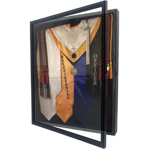 16x20 Graduation Shadow Box Frame , Graduation Display Case with Unique Design Beads, HD Glass Window, Metal Lock, Memory Box for Graduation Keepsake, Graduation Cap and Gown, Black