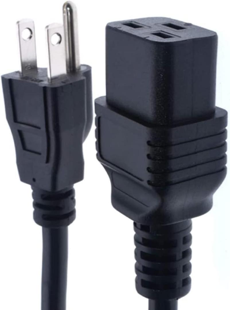 North American Power Cord Extension, NEMA 5-15P to C19,6ft/1.8m, 3X14 AWG(2.08mm2), 16A, 110-250V,UL Listed,UPS Supply Power Cord (5-15P to C19,6ft) North American Power Cord Extension, NEMA 5-15P to C19,6ft/1.8m, 3X14 AWG(2.08mm2), 16A, 110-250V,UL Listed,UPS Supply Power Cord (5-15P to C19,6ft)