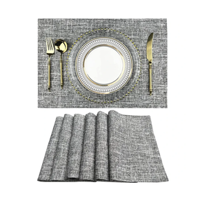 WAZAIGUR Placemats Set of 6 Cloth Woven Placemats Washable Non-Slip Dining Table Place Mats Kitchen Table Mats (Grey, 6)