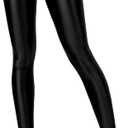 Women's High Waist 7/8 Leggings - Glossy Yoga Pants for Pilates, Cycling & Workout | Tummy Control & Second Skin Fit (Large, Black)