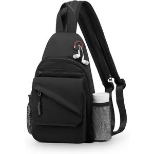 Small Crossbody Bag Casual Sling Bag for Men, Convertible Backpack, 3-in-1 Anti-Theft Shoulder Bag Trendy Daypack for Travel, Black