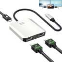 Minthouz USB C to Dual HDMI Adapter, USB c hub Dual 4K@60Hz Dual HDMI Output + 100W PD Power Delivery for MacBook Pro, Dell, HP, Surface, LG (MST is not Supported on MacOS)