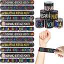 OPELETNNT 60 Pcs Hispanic Heritage Month Decorations Slap Bracelets Party Favors, Latin American Spanish Classroom Decorations Rewards Prizes School Supplies Decor(6 style)