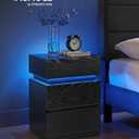 VASAGLE Nightstand with LED Lights, Adjustable Light Colors, Bedside Table, Side Table with 3 Drawers, Modern Style, 13.8 x 15.7 x 21.7 Inches, Ebony Black LET630T58, 1 Pack