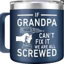 2 x Grandpa Gifts for Fathers Day - Funny Birthday Christmas Gifts for Grandfather from Granddaughter Grandson - 16 Oz Tumbler Mug Dark Blue