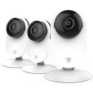 YI Pro 2K 3PC Home Security Camera, 2.4GHz Indoor Cameras for Home Security with Person, Vehicle, Animal Smart Detection, Phone App for Baby, Pet, Dog Monitoring, Works with Alexa and Google Assistant (2K pro 3pc)