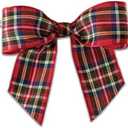 Weststone Christmas Plaid Pre-Tied Bow Set of 30, Twist Tie Bows Satin Bowtie Set, Bow Tie for Food & Gift Package, Christmas Party, Halloween, Birthdays, Weddings, Size 3-1/2"