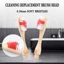 4 Bamboo Replacement Heads, BPA-Free Soft Tapered Bristles, Microplastic-Free Toothbrush Heads