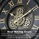 AYRELY 24IN Decorative Moving Gear Large Wall Clock, Oversized Industrial Steampunk Gears, Big Numerals Wall Clock for Modern Living Room Decor (Carbon Black)