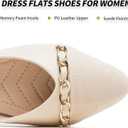 BABUDOG Women's Black Flats Shoes,White Dress Shoes for Women,Crimping Faux Suede Ballet Flats Comfortable