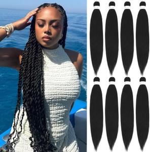 ATRAENTE Pre Stretched Braiding Hair 18 Inch 8 Packs Long Braiding Hair Prestretched For Box Braids Soft Yaki Texture Lightweight Natural For Daily Use And Holidays(18"1#)
