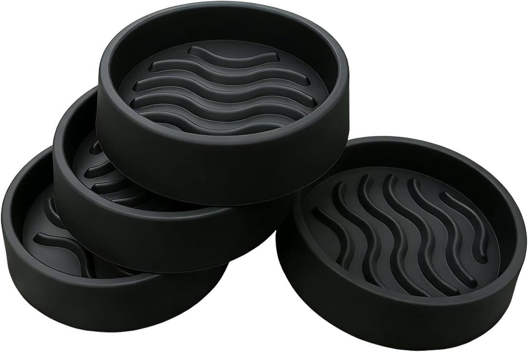 Non Slip Furniture Pads 2" Round Rubber Caster Cups Thick Silicone Furniture Coasters for Hardwood Floors Anti-Skid Bed Couch Stoppers to Prevent Sliding Black (4 Pack)