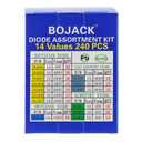BOJACK 14 Value 240 pcs Diode Assortment Kit Contain Rectifier/Fast Recovery/Schottky/Switching Diode 1N4001 1N4004 1N4007 1N5404 1N5406 1N5408 RL207 FR107 FR207 UF4007 1N5817 1N5819 1N5822 1N4148