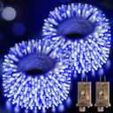 Hezbjiti 2 Pack 1000 LED 403 FT Christmas String Lights Outdoor, 8 Lighting Modes IP44 Waterproof Fairy Lights with Timer and Dimmable Function for Party Tree Decorations (Blue+White, Clear Wire)