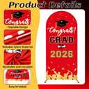 3 Set Graduation Party Decorations 2026 Graduation Arched Backdrop Cover Grads Arch Covers Graduates of 2026 Party Supplies Arch Backdrop Covers Spandex Stretchy Gold Arched Cover, Red and Black