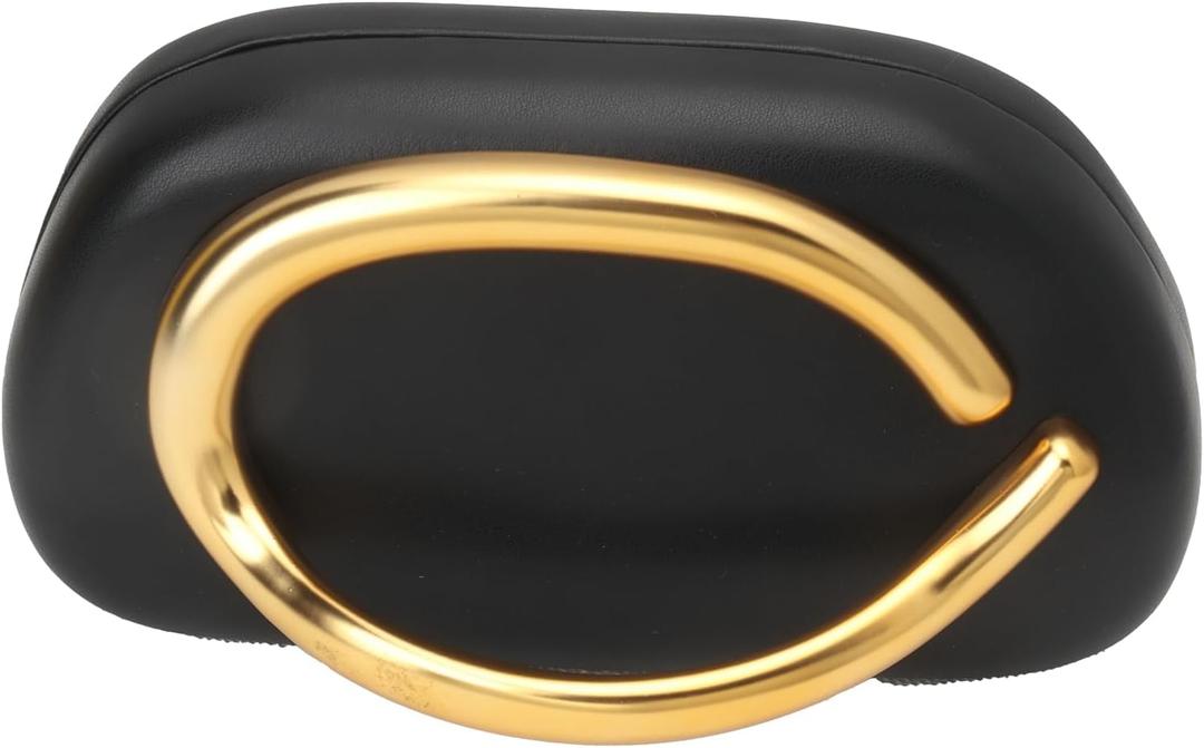 Acrylic Clutch Purse for Women Evening Handbag Formal Crossbody Elegant Chain Shoulder Party Oval Accent Vintage Handle (Black)