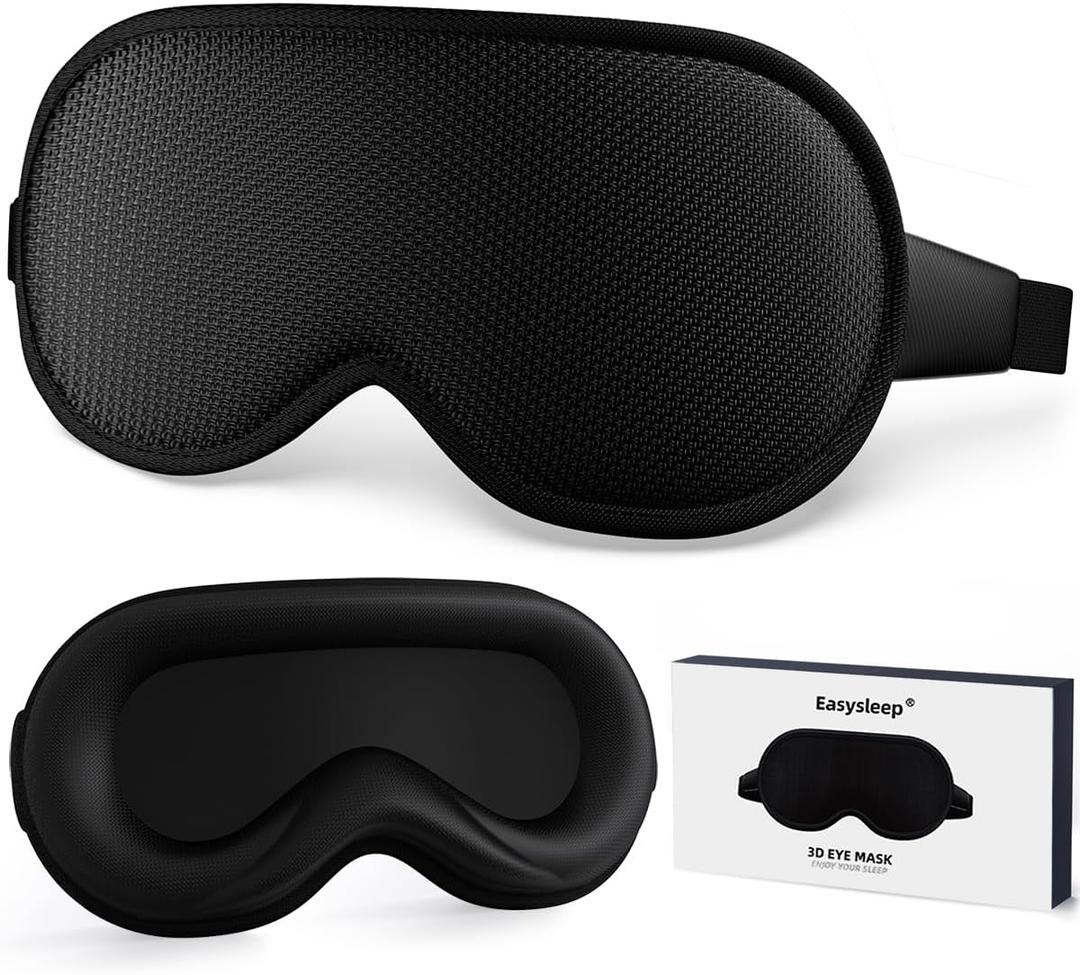 Easysleep Sleep Eye Mask 3D Contoured Cup Sleeping Mask with 100% Light Blocking and Adjustable Strap Soft Breathable Eye Cover Night Blindfold Mask for Men Women.