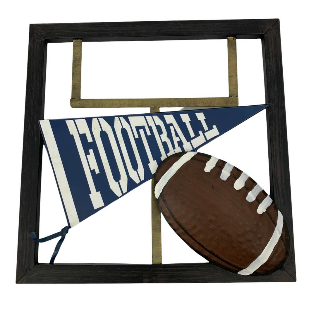 Metal US Football Wall Decor Sculpture 16" square Goal Post 0714