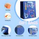 YTJXIbg Birthday Gift Bag Medium Size with Handles &Tissue Paper & Wish Card, 8 Packs 4 Assorted Designs Birthday Bag for Boys Girls.