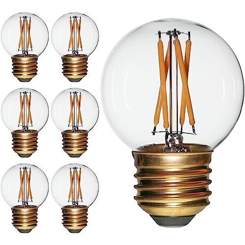 FANNIS Vintage Non-Dimmable LED Bulbs, G50 G16.5 Edison Bulb, Equivalent 25W 40W, Soft Warm White Light 2700K,Ceiling Fan Bulb E26 Medium Base, Clear Glass LED Filament Light Bulb, Pack of 6
