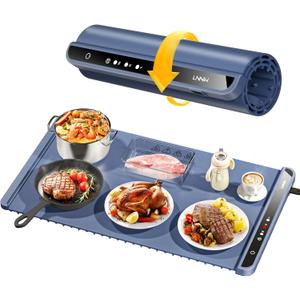 Warming Mat for Food,Food Warming Mat,Electric Warming Tray for Buffets Party and Home Daily Use,Heating Fastly in 10s,Portable Design,Timed Function for Your Family, Dark Blue