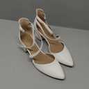 DREAM PAIRS Women's Closed Pointed Toe Low Chunky Heels Pumps Ankle Strap Wedding Business Dressy Shoes, Size 8