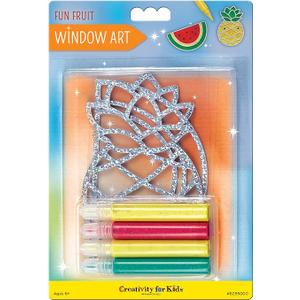 Creativity for Kids Window Art Fun Fruits - Paint and Decorate 2 Suncatchers, Create Your Own Window Art for Kids 2 Pack