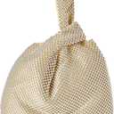 Jessica McClintock Womens Logan Mesh Pouch Evening Bag (Light Gold)