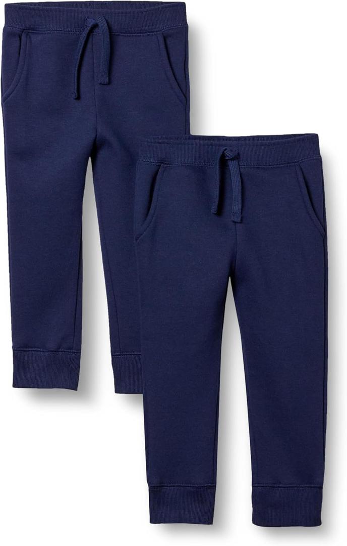 Amazon Essentials Girls and Toddlers' Sweatpants, Multipacks (Large, Navy)