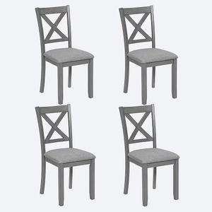 LOVMOR Dining Chairs Only Wooden Dining Chairs Set of 4 Kitchen Chair with Padded Seat Upholstered Side Chair for Dining Room Living Room Gray