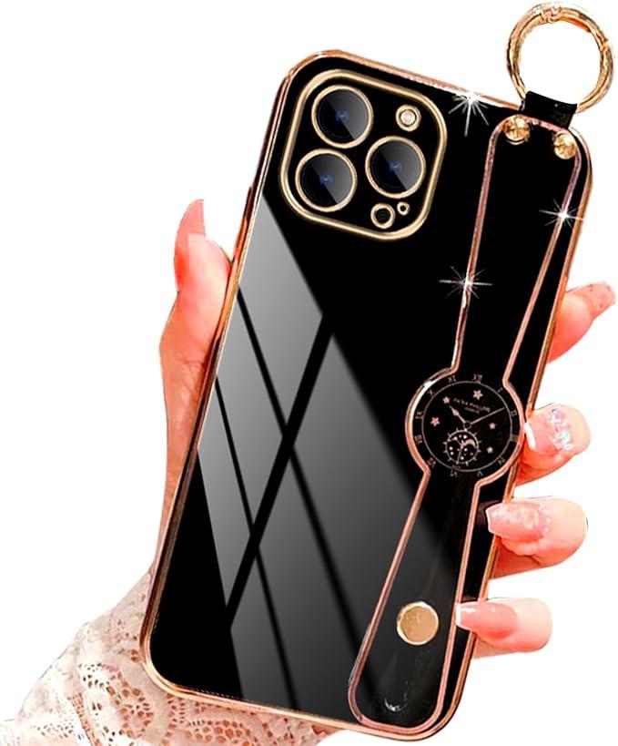 for iPhone 14 Pro Girls Bling Case - Cute Watch Partten Soft Back Cases Covers Wristband Kickstand Raised Camera Protection Bumper Silicone Shockproof Chic Phone Case