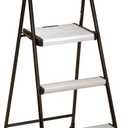 COSCO Lightweight Three-Step Folding Step Stool for Home Use - Large Platform, One-Hand Release, Non-Marring Leg Tips, Aluminum and Steel Frame