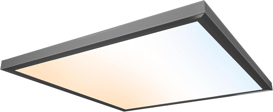 Ultralux 2x2 ft Surface Mount Ceiling Light Panel  Slim, Edge Lit, Flush Mount Flat Panel for Kitchen, Home & Office - TRIAC Dimmable, 3CCT Adjustable Color Temperature (Matte Black, 1 Pack)