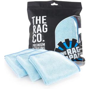 The Rag Company - Premium FTW - 70/30 Blend Microfiber Cleaning Towels for Glass, Windows, Mirrors, Polished Surfaces - Streak-Free - Scratchless, 16" x16' Light Blue (3-Pack)