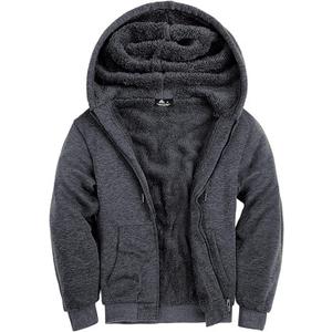 SCODI Hoodies for Men Heavyweight Fleece Sweatshirt - Full Zip Up Thick Sherpa Lined Hooded Sweatshirts (X-Large, Grey)