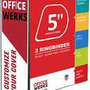 3 Ring Binders, 5" Capacity D-Rings, 8.5" x 11" Presentation Folder with Pockets, Durable Non-Stick Clear Cover for Documents, Files, Projects (Black)