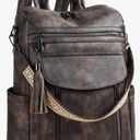 Shrrie Laptop Backpack for Women 15.6 inch,Travel Leather Backpack Purse Nurse Teacher Carry on Backpack Computer Bag,Professional Water-Resistant College Business Work Casual Daypack,Two-toned Coffee