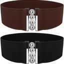Farcauo Elastic Womens Belts Stretchy Belt Waist Belt for Pants Trendy Waist Belt for Women Fashion Women's Belts Set of 2