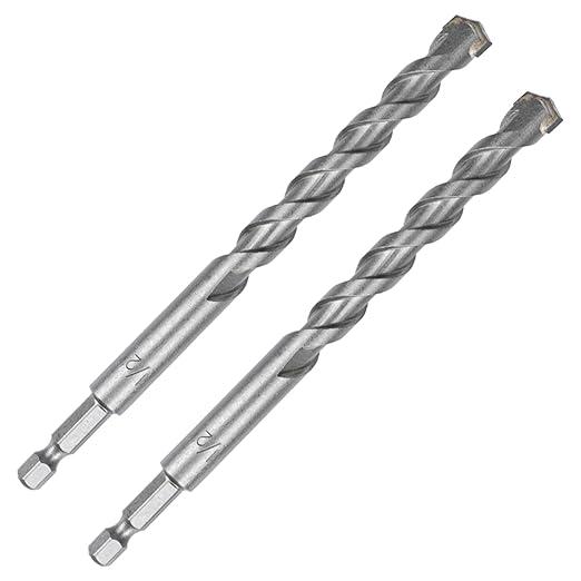 1/2 Inch Masonry Drill Bits (2 Pack - 6" Length Industrial Grade) Carbide Tipped Easily Cuts Through Concrete, Cement, Block, Stone, & More!