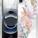 bicol for iPhone 16e Case with Screen Protector, Enhanced Camera Protection, Crystal Acrylic Clear with Fashionable Pattern Designs for Girls Women, Slim Fit Protective Phone Cover, Nice Pineapple