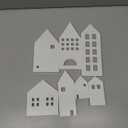 7Pcs Christmas Wooden House Shaped Decor: Rustic Wood House Tiered Tray Decor Fireplace Farmhouse Home Sign Christmas Party Home Decoration