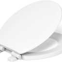 KOHLER 20455-0 Ridgewood Round Soft Close Toilet Seat, Quiet Close, Wood Toilet Seat, Home Essentials, White